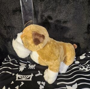 Adorable Brown and White Stuffed Bulldog Toy